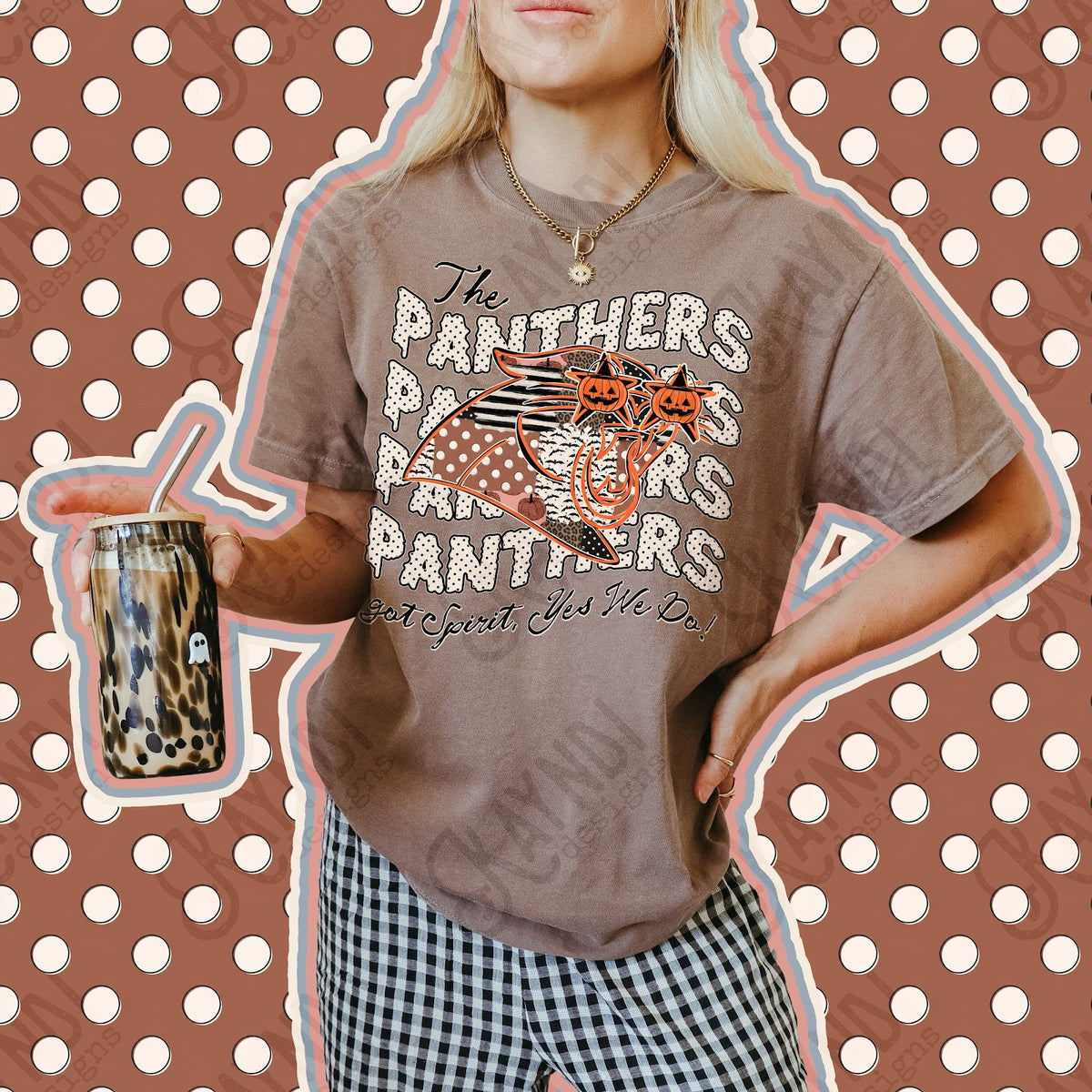 Patchwork Pumpkin Spirit Panthers 2 Top