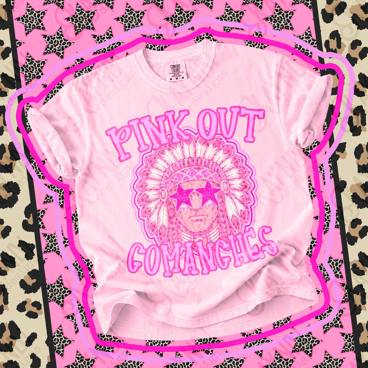 Pink Out Comanches Top design mockup