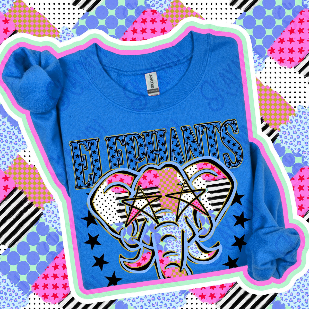 Patchwork Varisty Stars Elephants Top