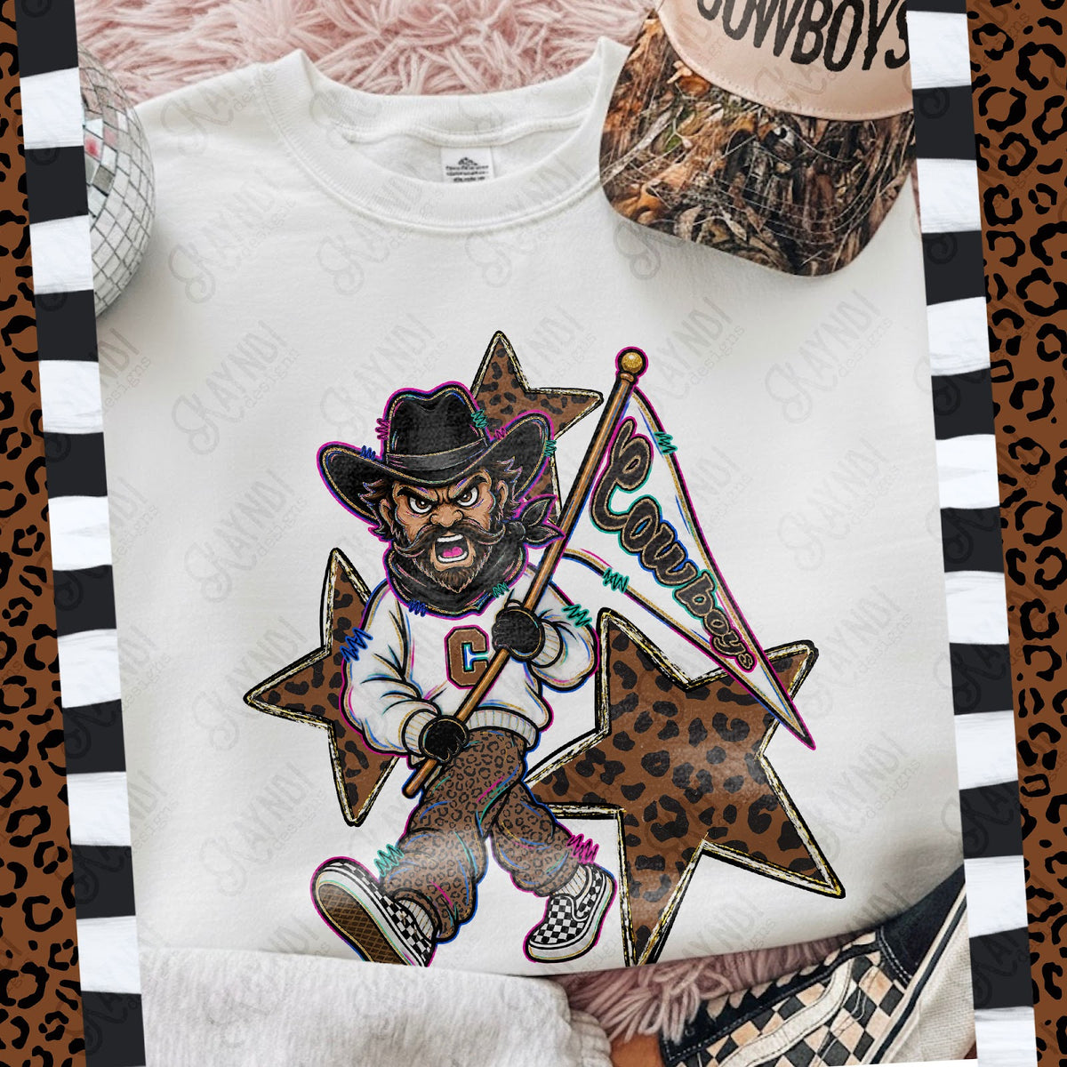 Leopard Sweats Cowboys Top