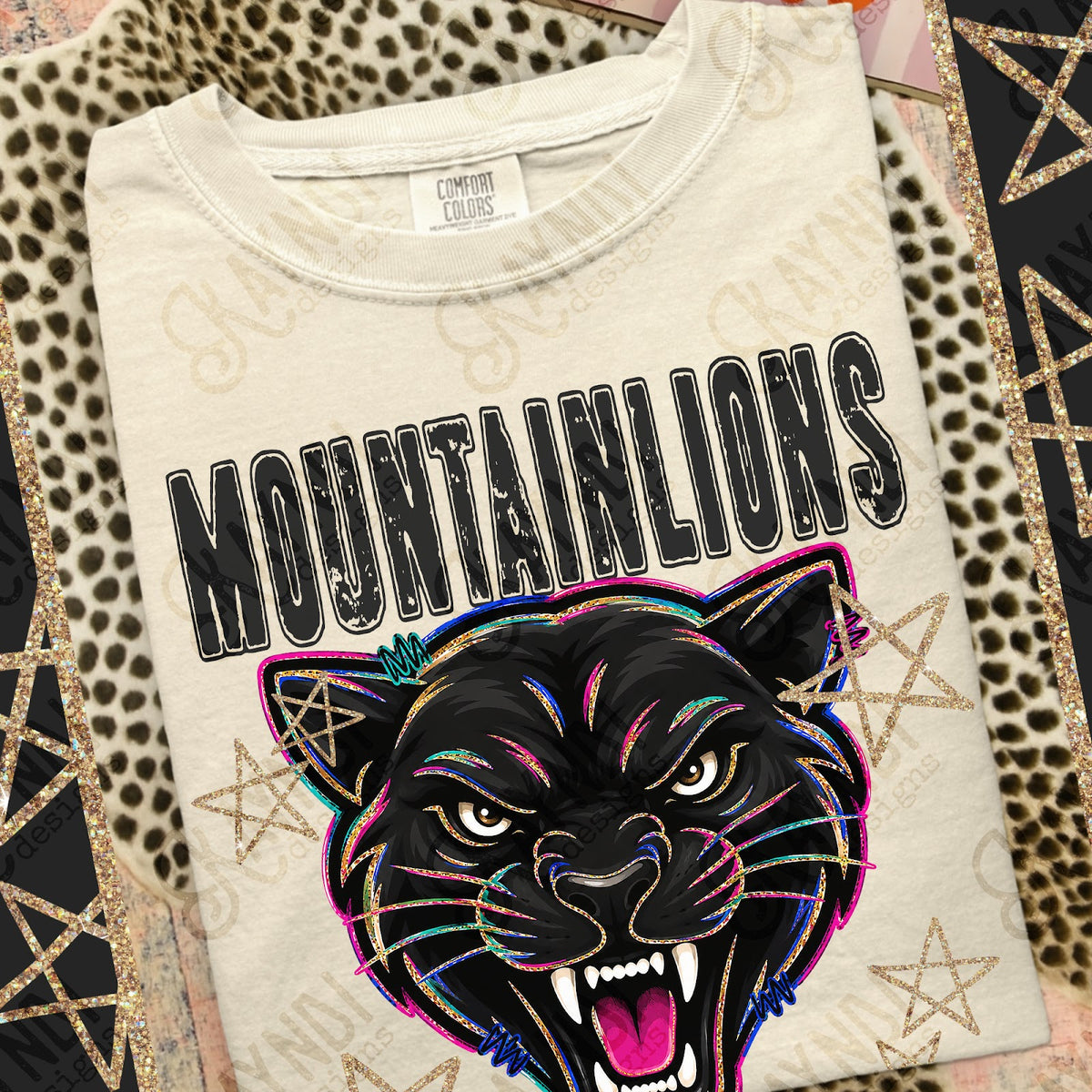Grunge Varsity Mountain Lions 2 Top