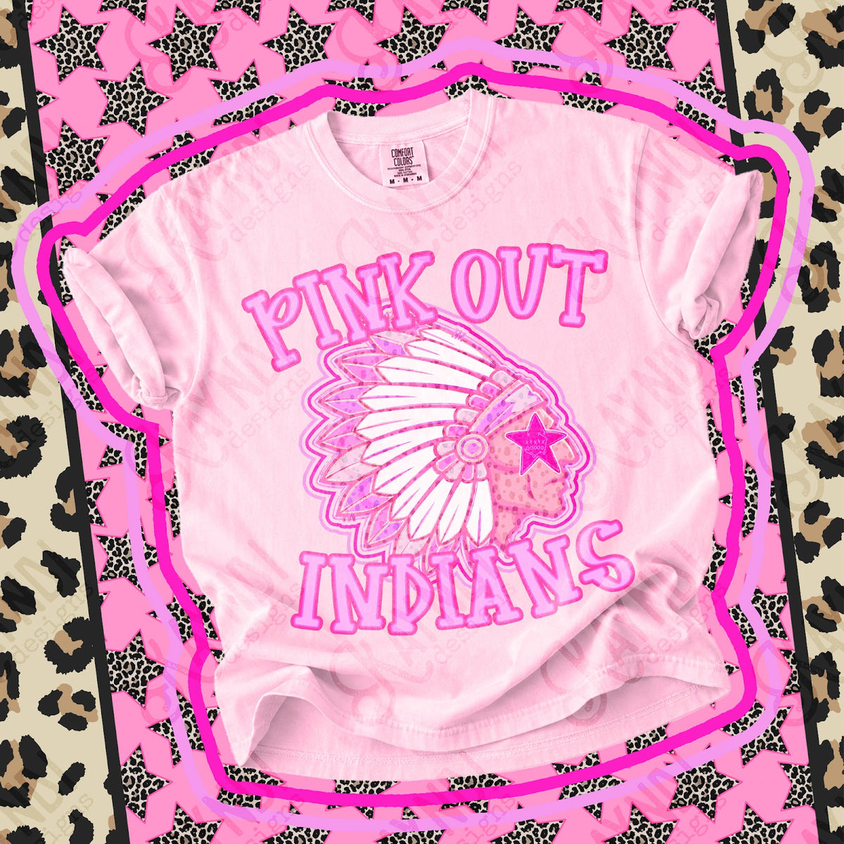 Pink Out Indians 4 Top design mockup