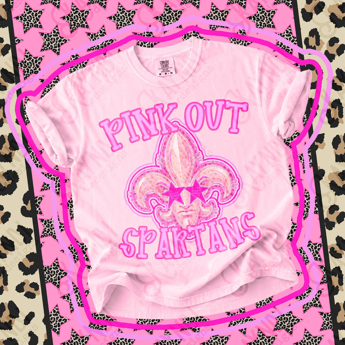 Pink Out Spartans Top design mockup