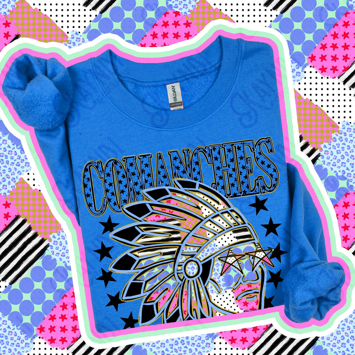 Patchwork Varisty Stars Comanches Top