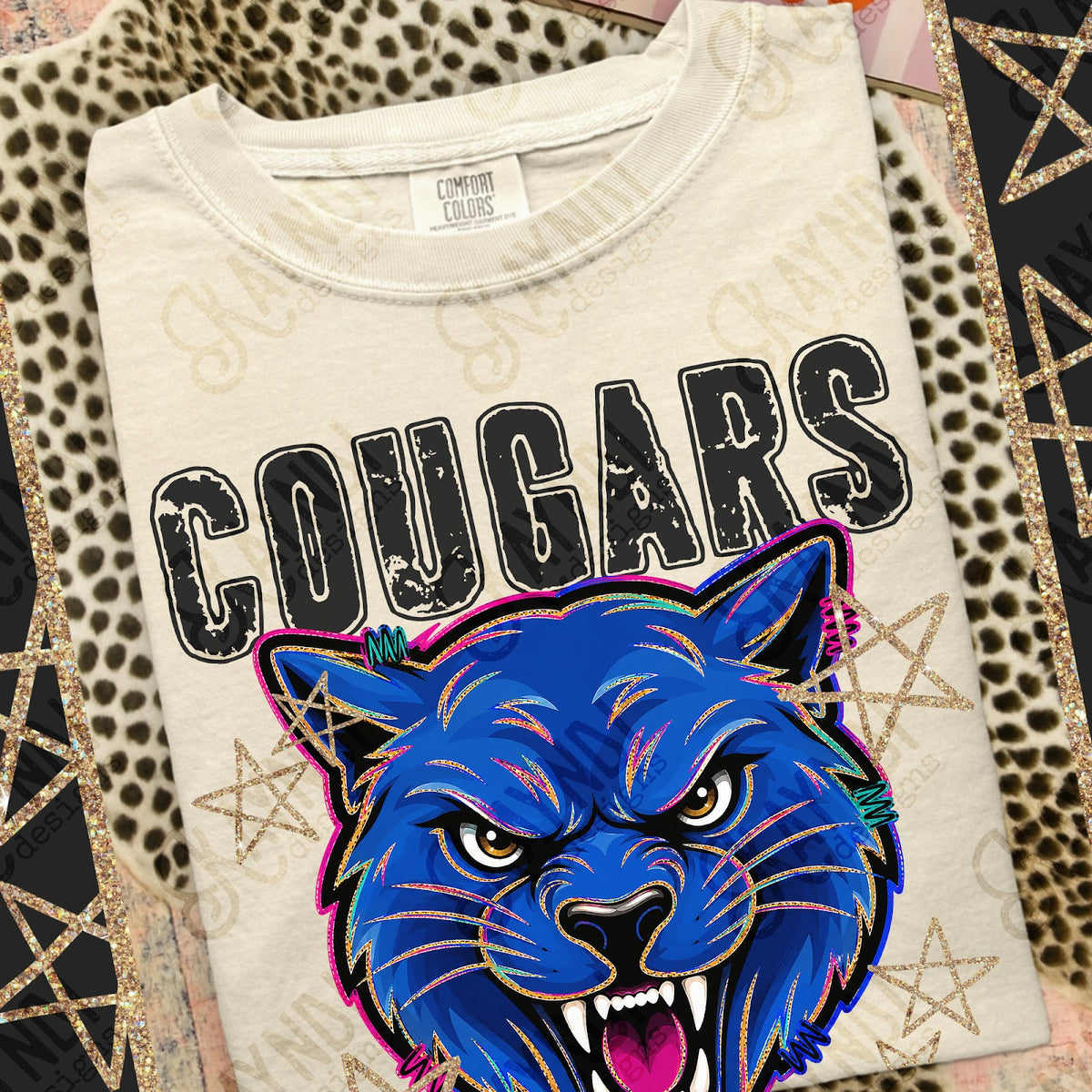Grunge Varsity Cougars 4 Top