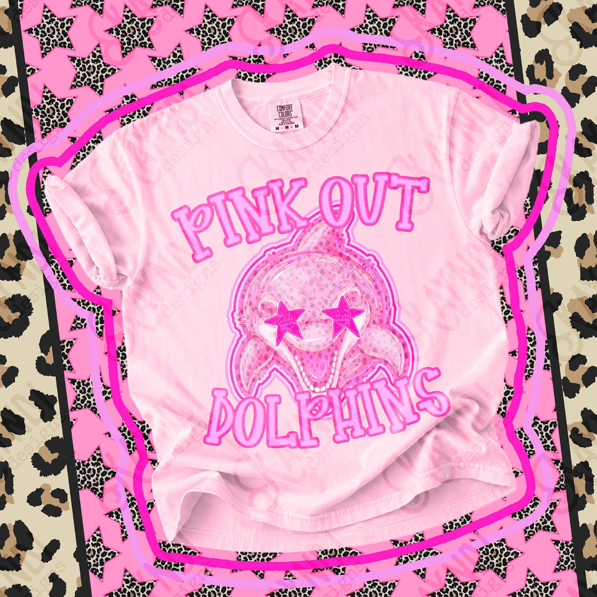 Pink Out Dolphins Top design mockup