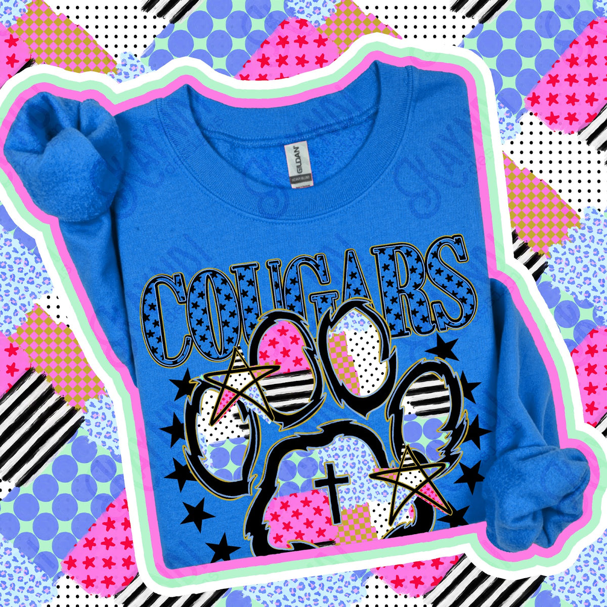 Patchwork Varisty Stars Cougars 3 Top
