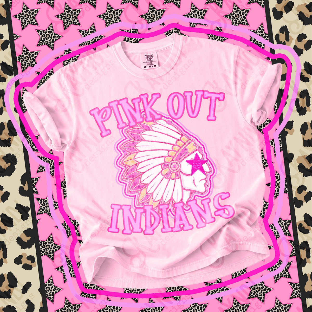 Pink Out Indians 5 Top design mockup