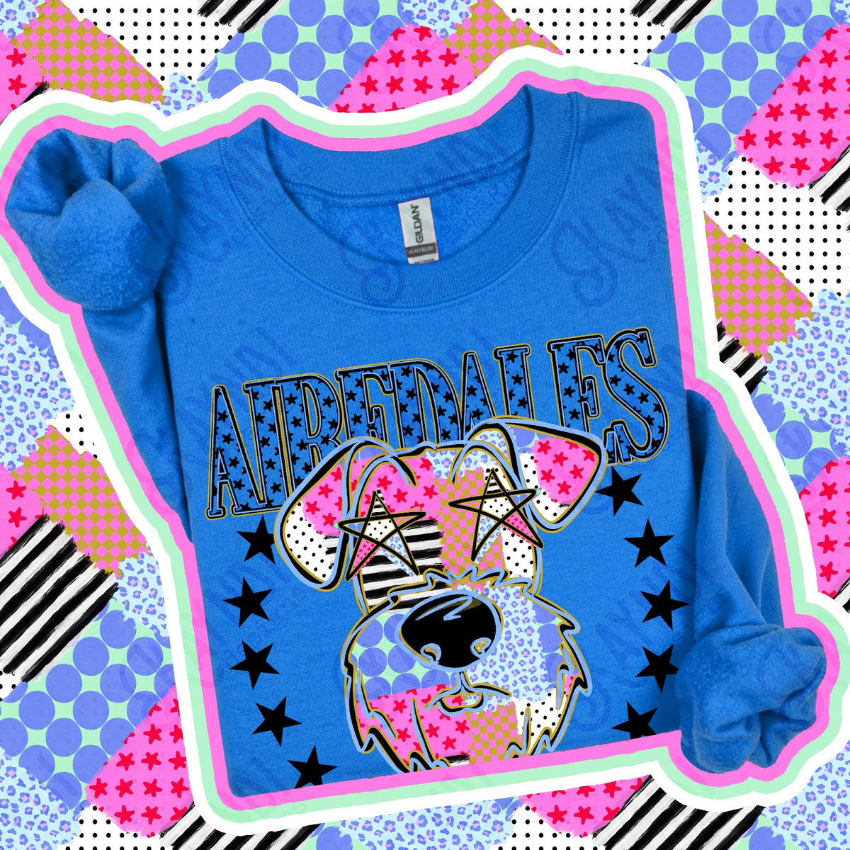 Patchwork Varisty Stars Airedales Top