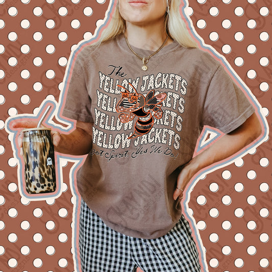 Patchwork Pumpkin Spirit Yellow Jackets Top