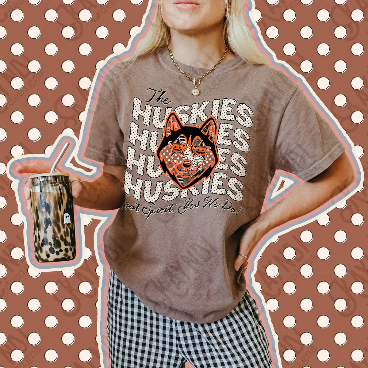 Patchwork Pumpkin Spirit Huskies Top