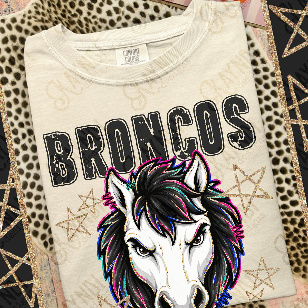 Grunge Varsity Broncos 2 Top