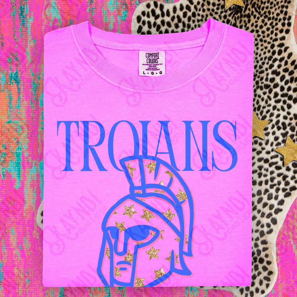 Glitter Star Mascots Trojans Top