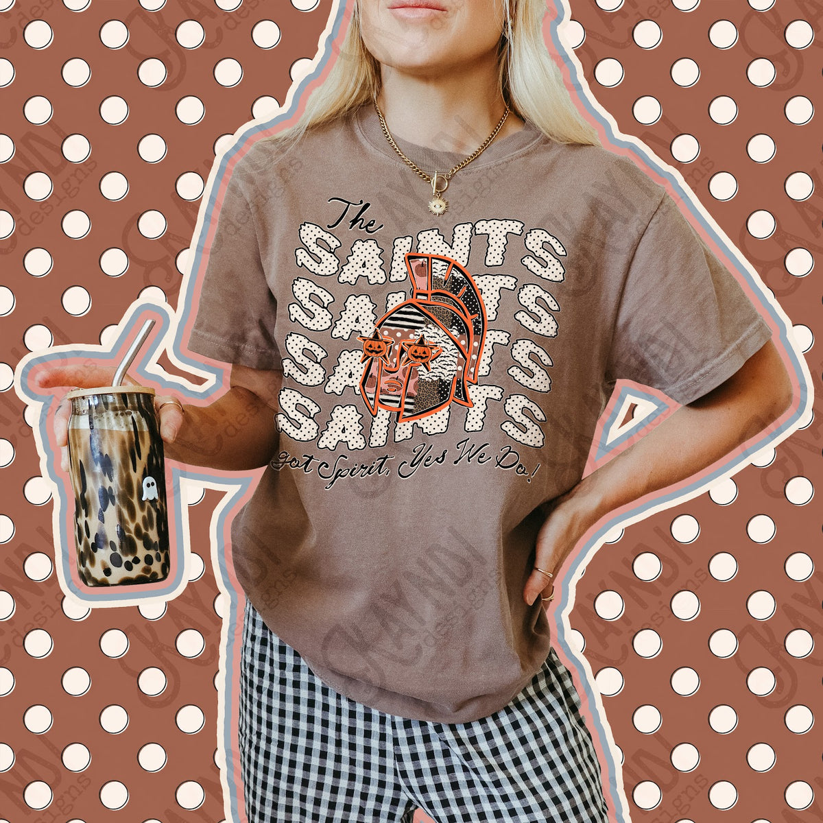 Patchwork Pumpkin Spirit Saints Top