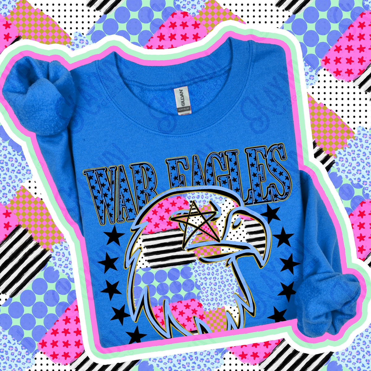 Patchwork Varisty Stars War Eagles Top