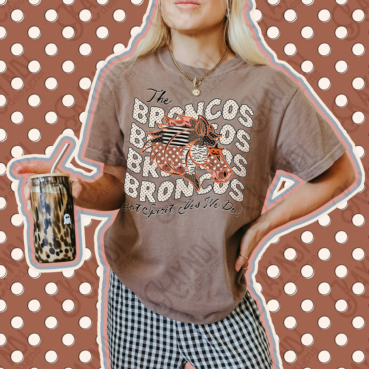 Patchwork Pumpkin Spirit Broncos Top
