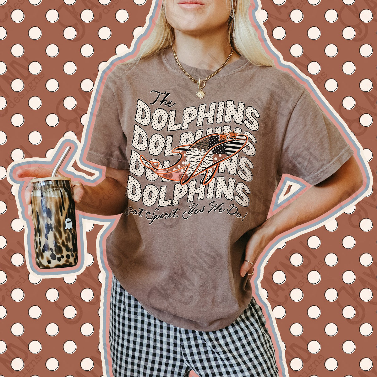 Patchwork Pumpkin Spirit Dolphins Top