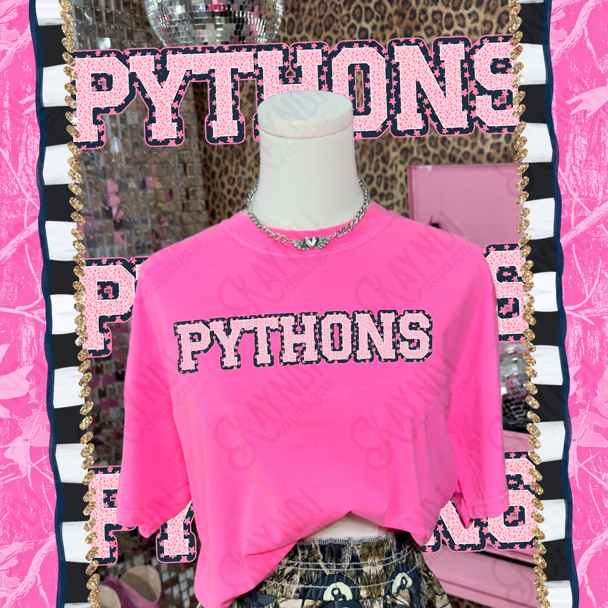 Varsity Stars Pythons TropCowg CC Neon Pink Top