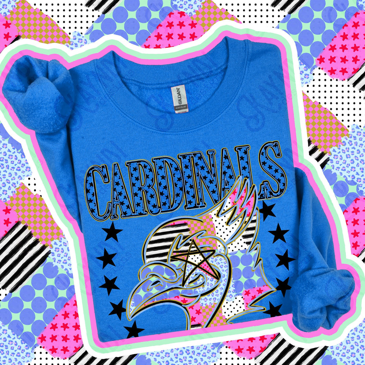 Patchwork Varisty Stars Cardinals 3 Top