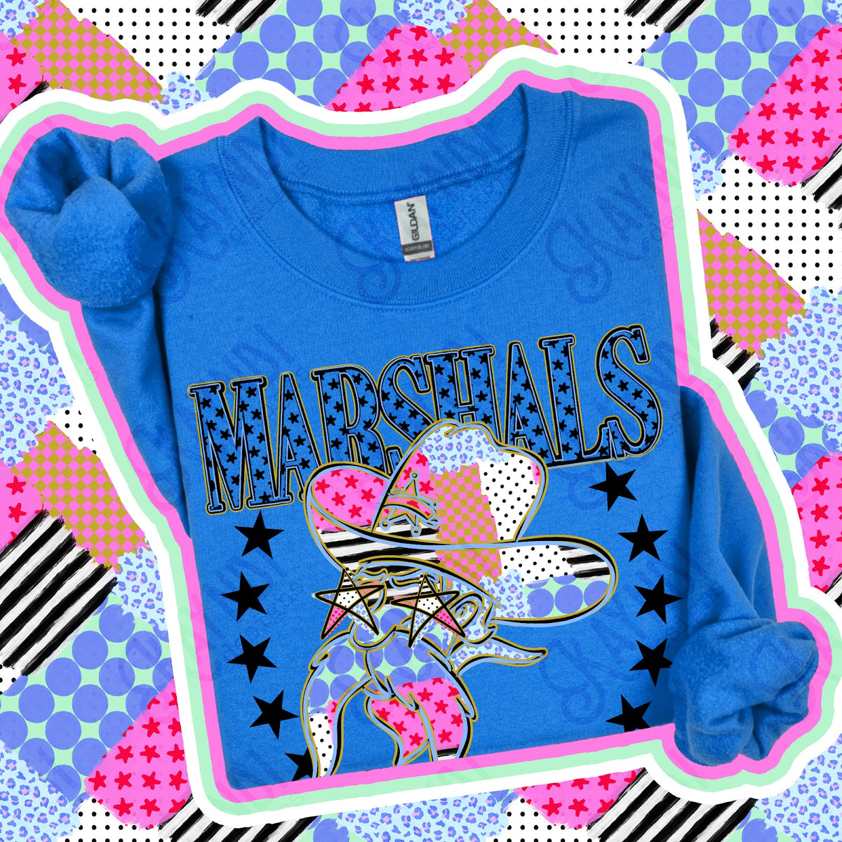 Patchwork Varisty Stars Marshals Top