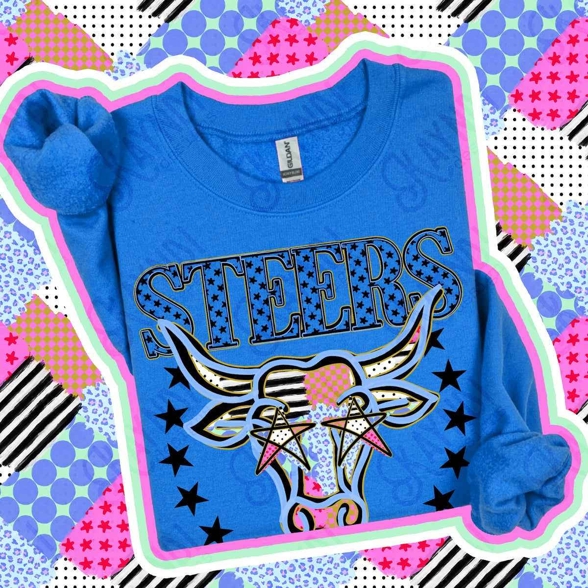 Patchwork Varisty Stars Steers Top