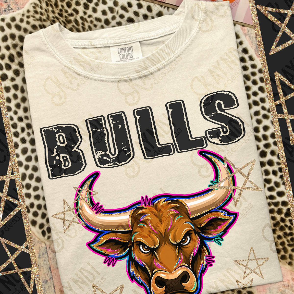 Grunge Varsity Bulls Top