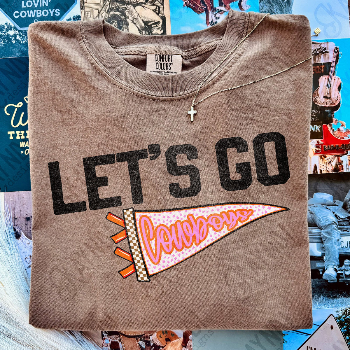 Pendant Flag Let's Go Cowboys TropicalCowgirl Comfort Colors Espresso 3 Top