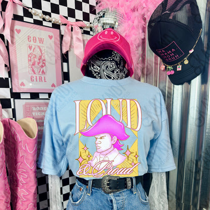 KayndiDesigns Loud and Proud Pink Commodores TropicalCowgirl Gildan Light Blue Top