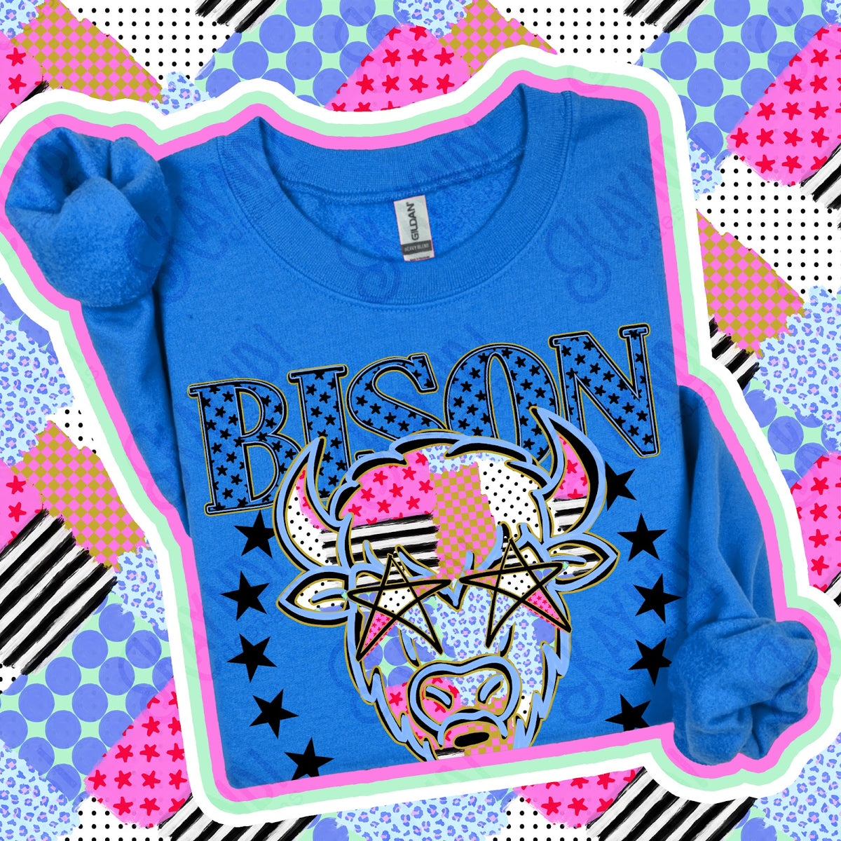 Patchwork Varisty Stars Bison Top