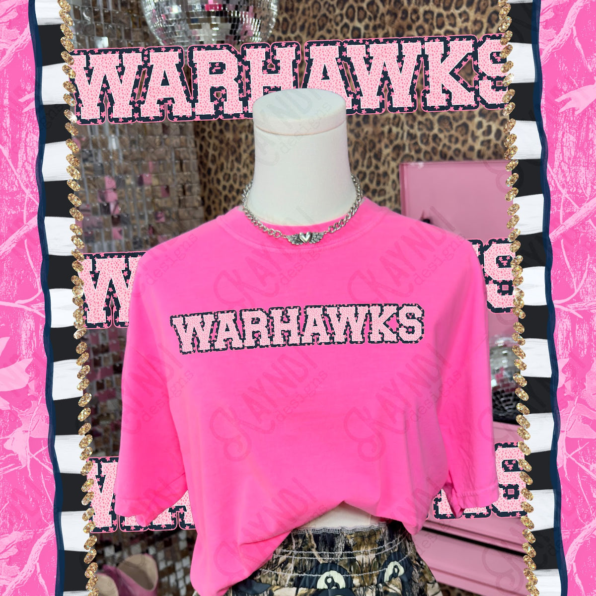 Varsity Stars Warhawks TropCowg CC Neon Pink Top