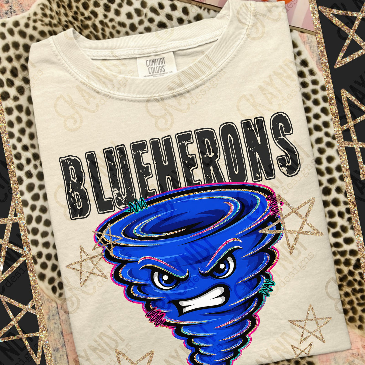 Grunge Varsity Blue Herons Top