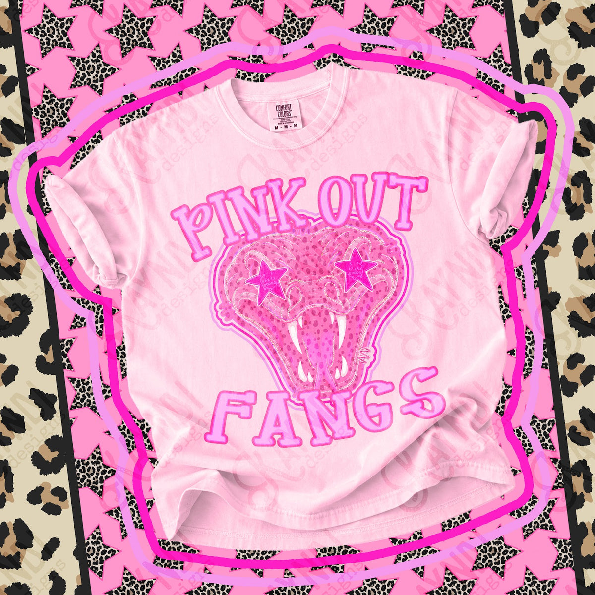 Pink Out Fangs 3 Top design mockup