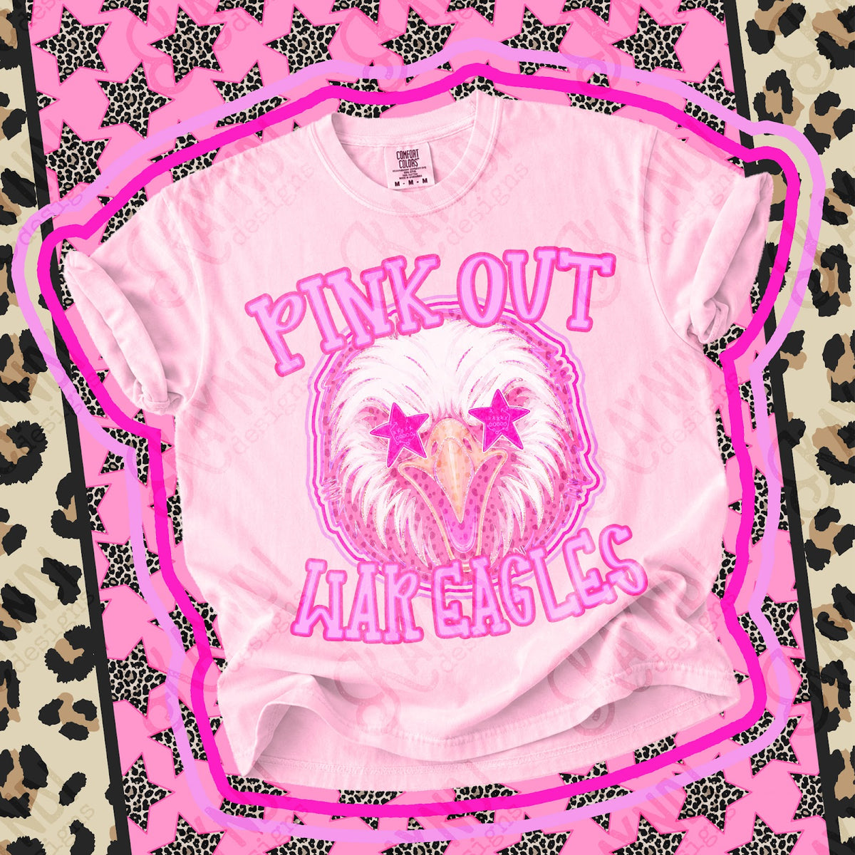 Pink Out War Eagles 2 Top design mockup