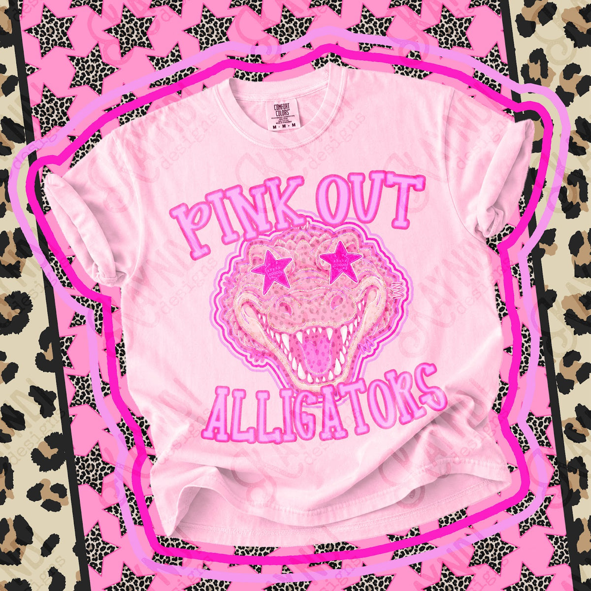 Pink Out Alligators Top design mockup