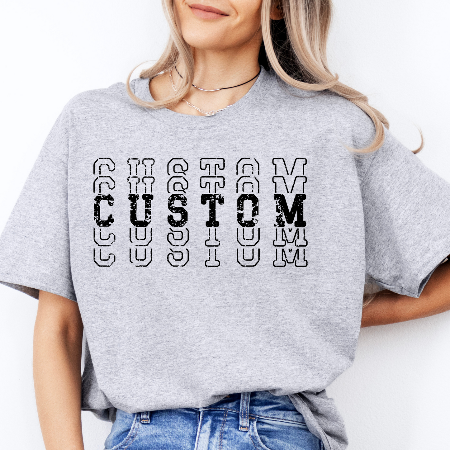 CUSTOM TEAM STACKED- Short & Long Sleeve T-Shirt