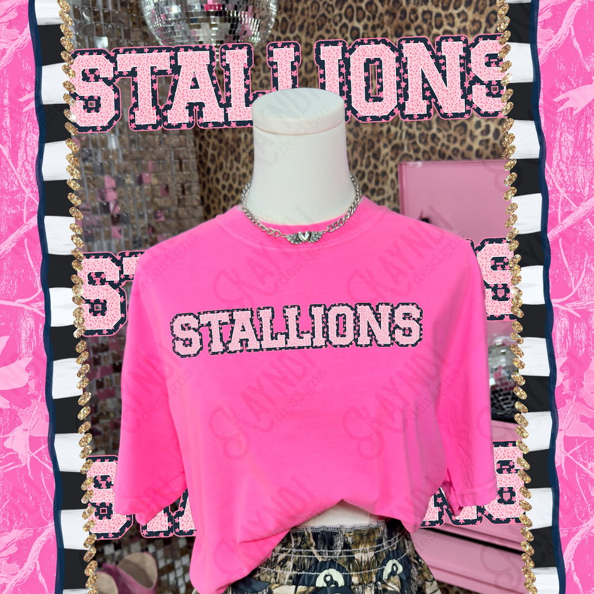 Varsity Stars Stallions TropCowg CC Neon Pink Top