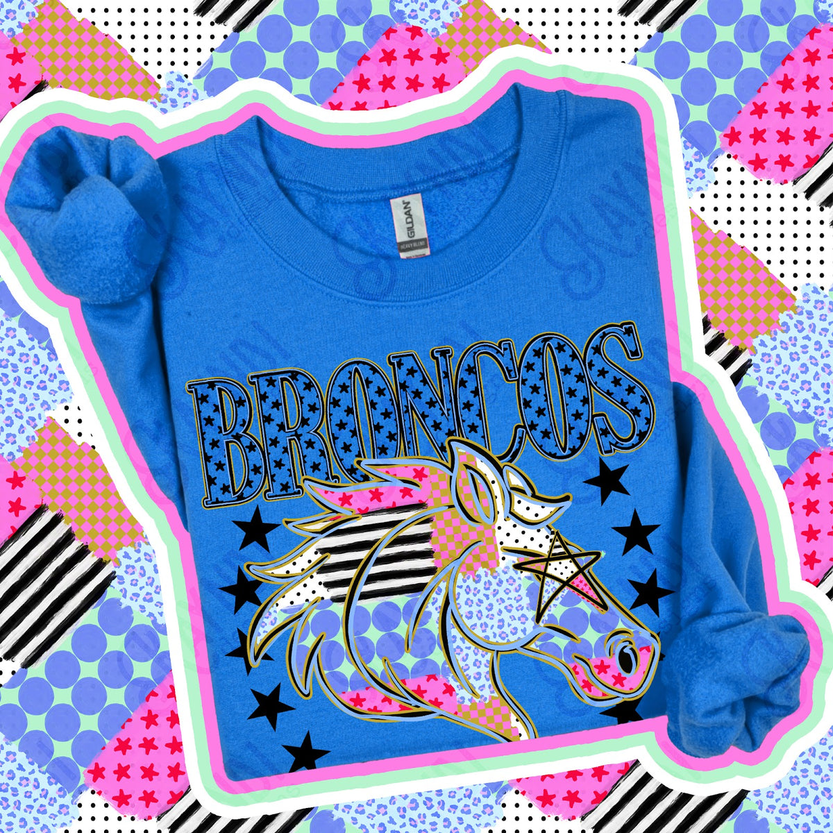 Patchwork Varisty Stars Broncos Top