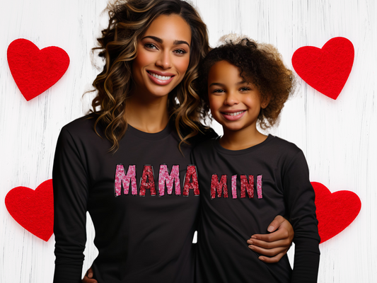 Mama Mini Faux Glitter Top