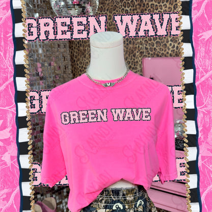 Varsity Stars Green Wave TropCowg CC Neon Pink Top