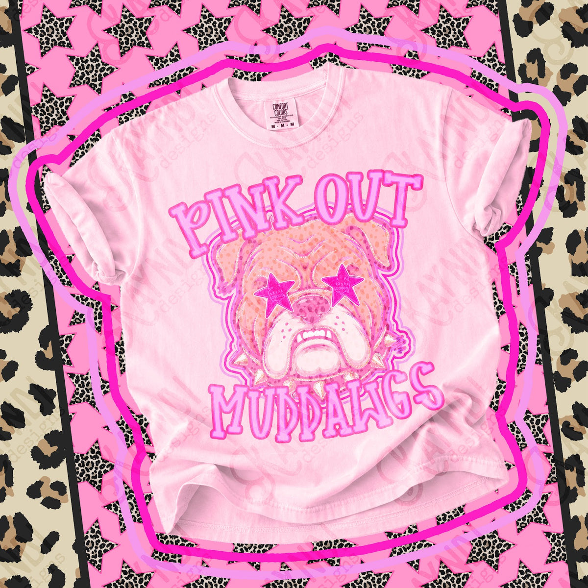 Pink Out Muddawgs 2 Top design mockup