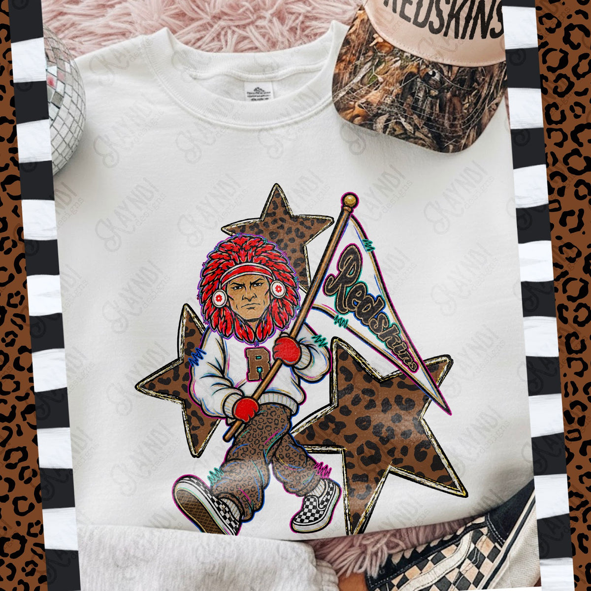 Leopard Sweats Redskins Top