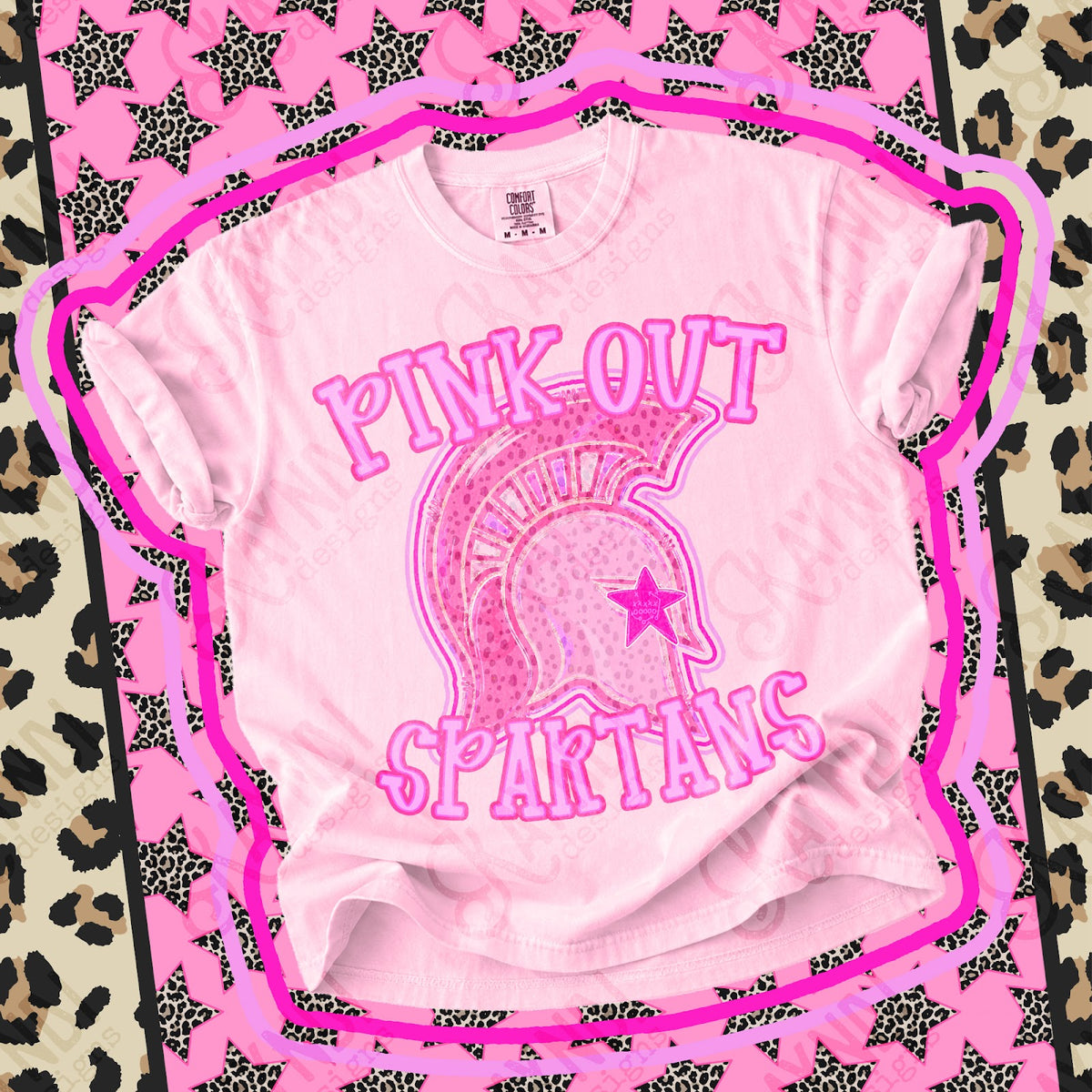 Pink Out Spartans 3 Top design mockup