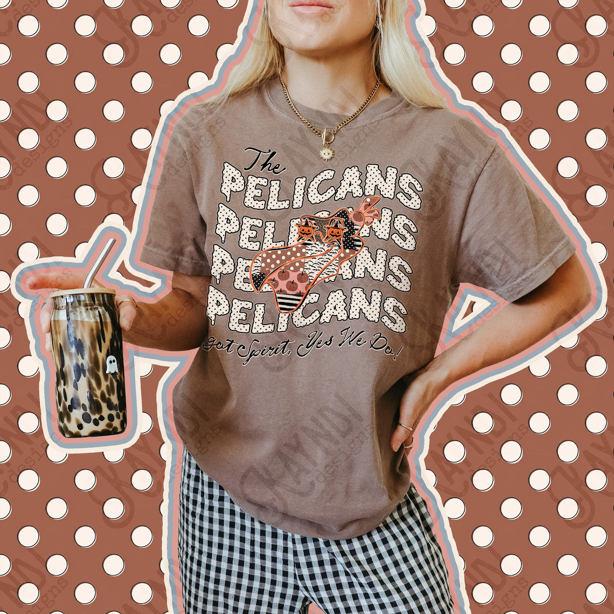 Patchwork Pumpkin Spirit Pelicans Top