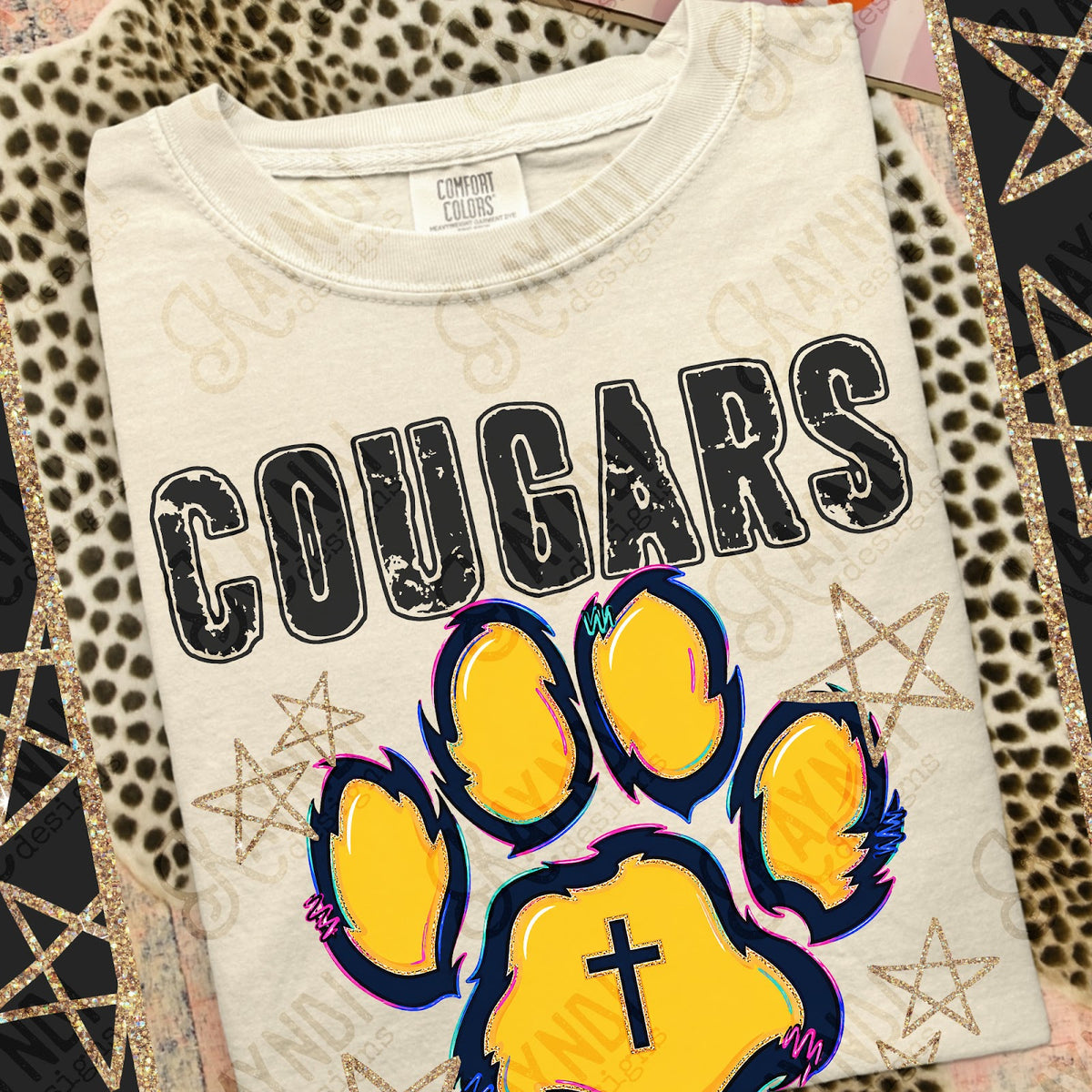 Grunge Varsity Cougars 2 Top