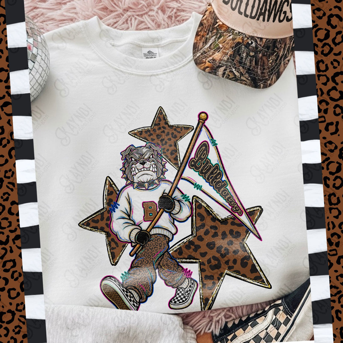 Leopard Sweats Bulldawgs 3 Top