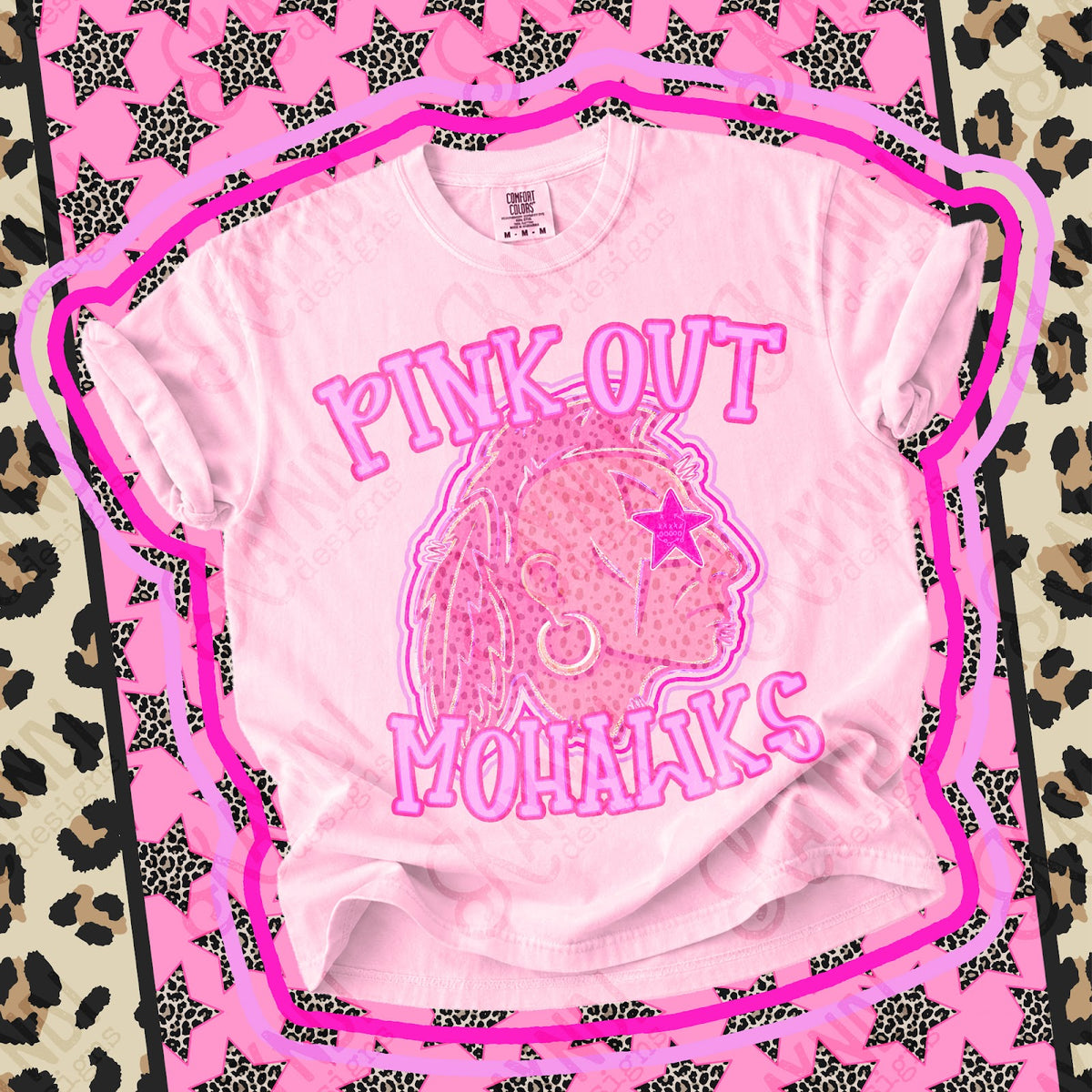 Pink Out Mohawks Top design mockup