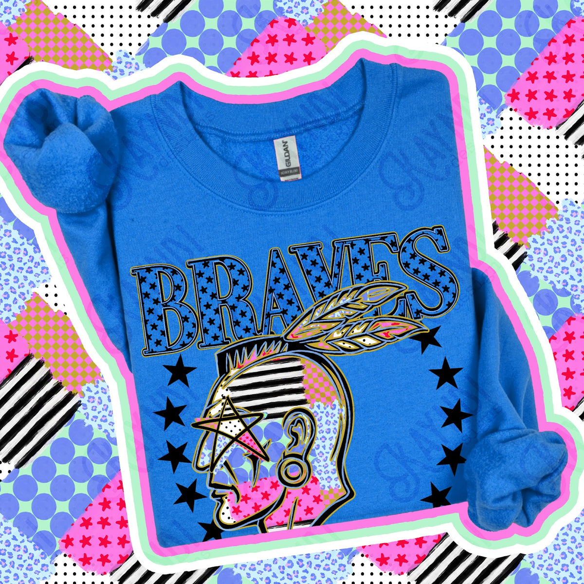 Patchwork Varisty Stars Braves 2 Top