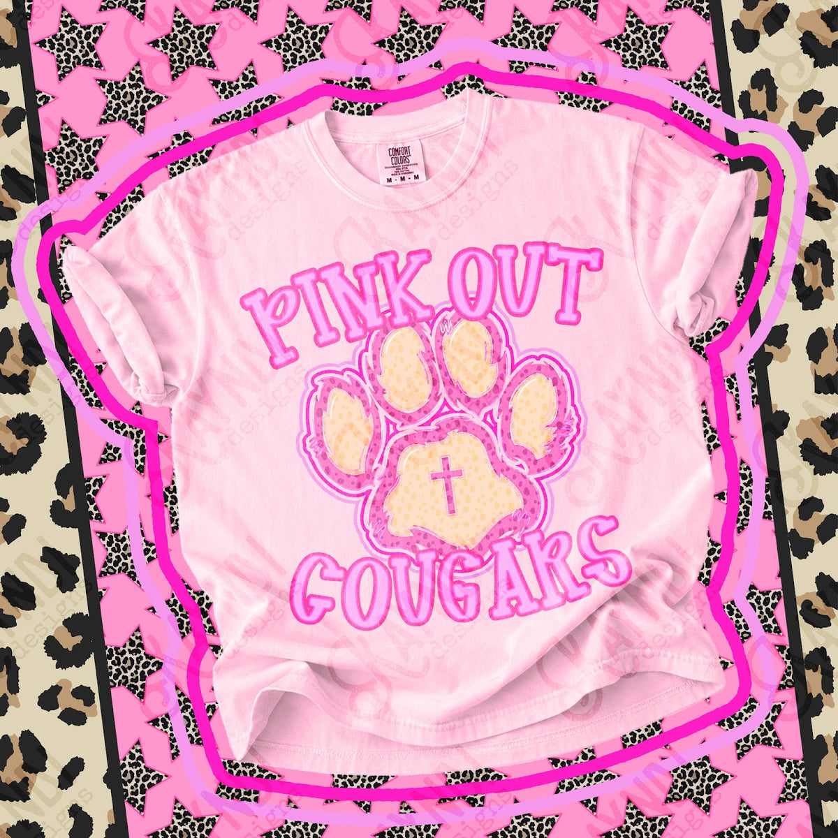 Pink Out Cougars 2 Top design mockup