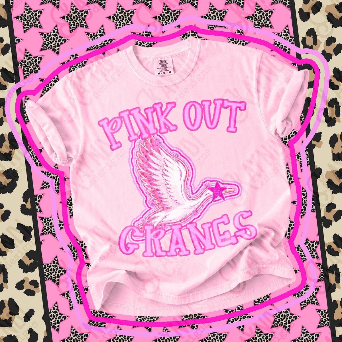 Pink Out Cranes Top design mockup