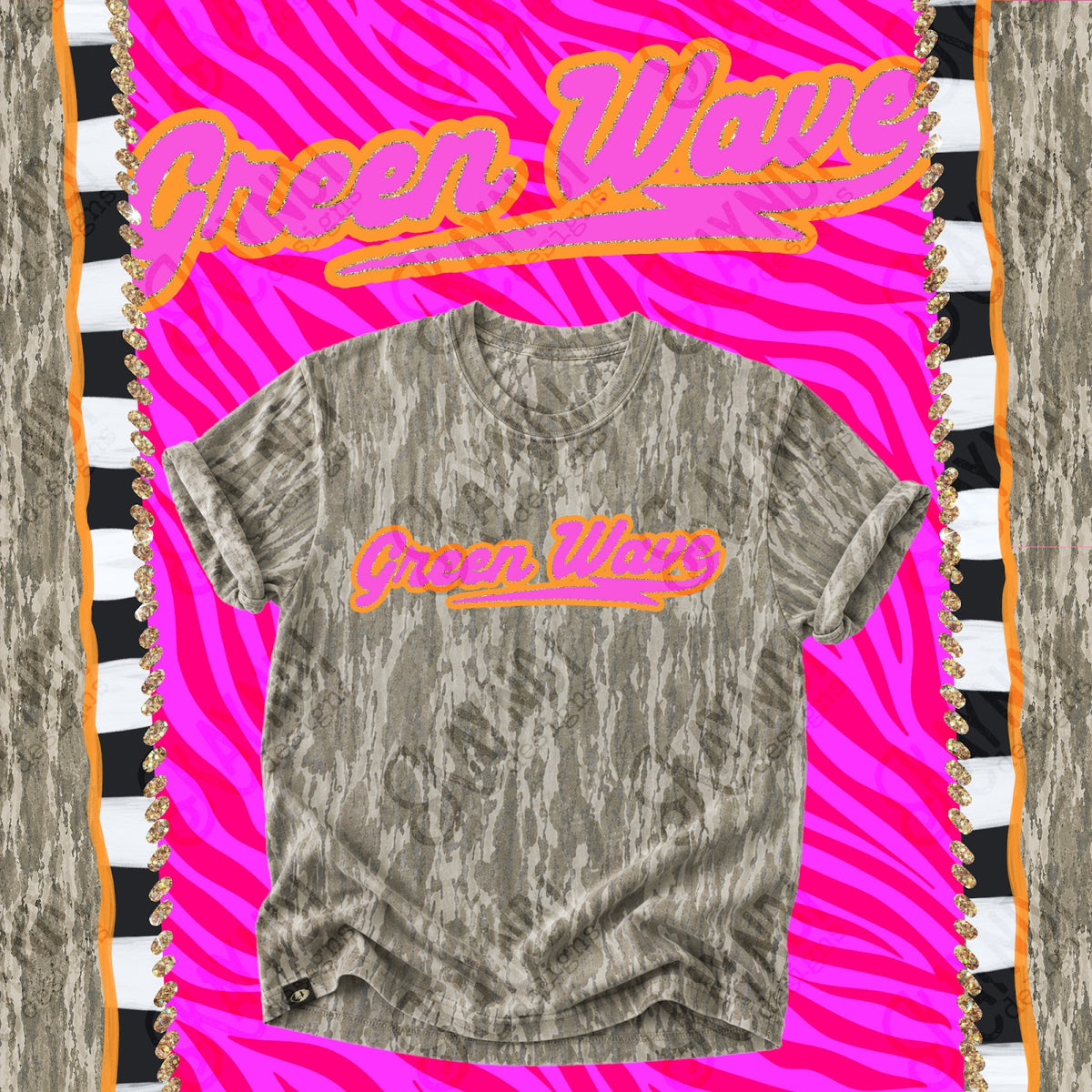 Prism Script Green Wave Top